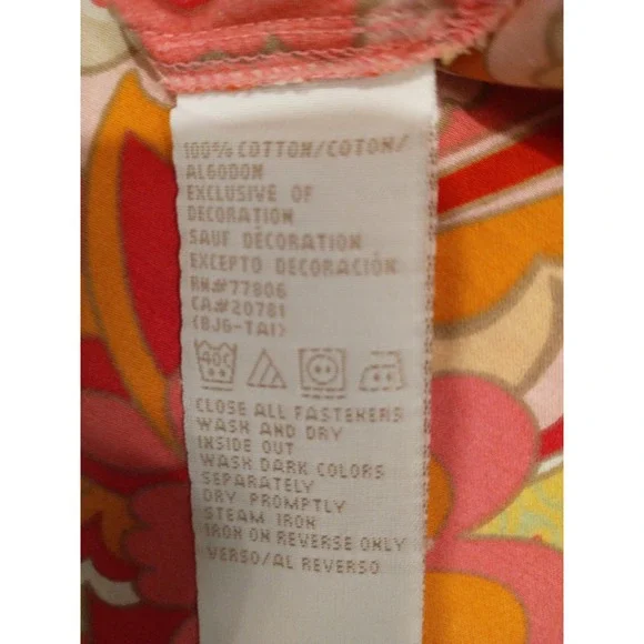 Tommy Hilfiger Pink Floral Paisley Psychedelic Cotton Button Down Shirt Small - Picture 16 of 16